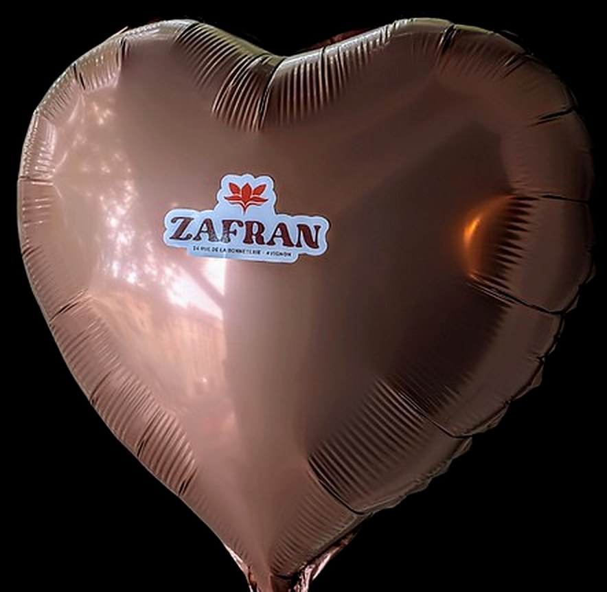 Ballon cœur doré avec sticker Zafran